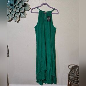 Mlle Gabrielle Green Asymmetrical High-Low Halter Sundress